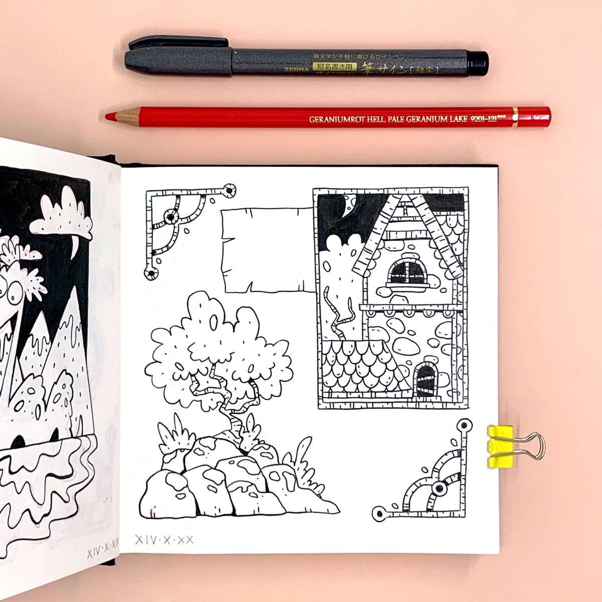 troldkunst's tweet photo. Another little thing from the square sketchbook. I’m currently testing different layouts, frames and corner decorations, hoping to add text at some point 😅 #artwork #sketchbook #illustrations #myart https://t.co/gSq3tdxBlH