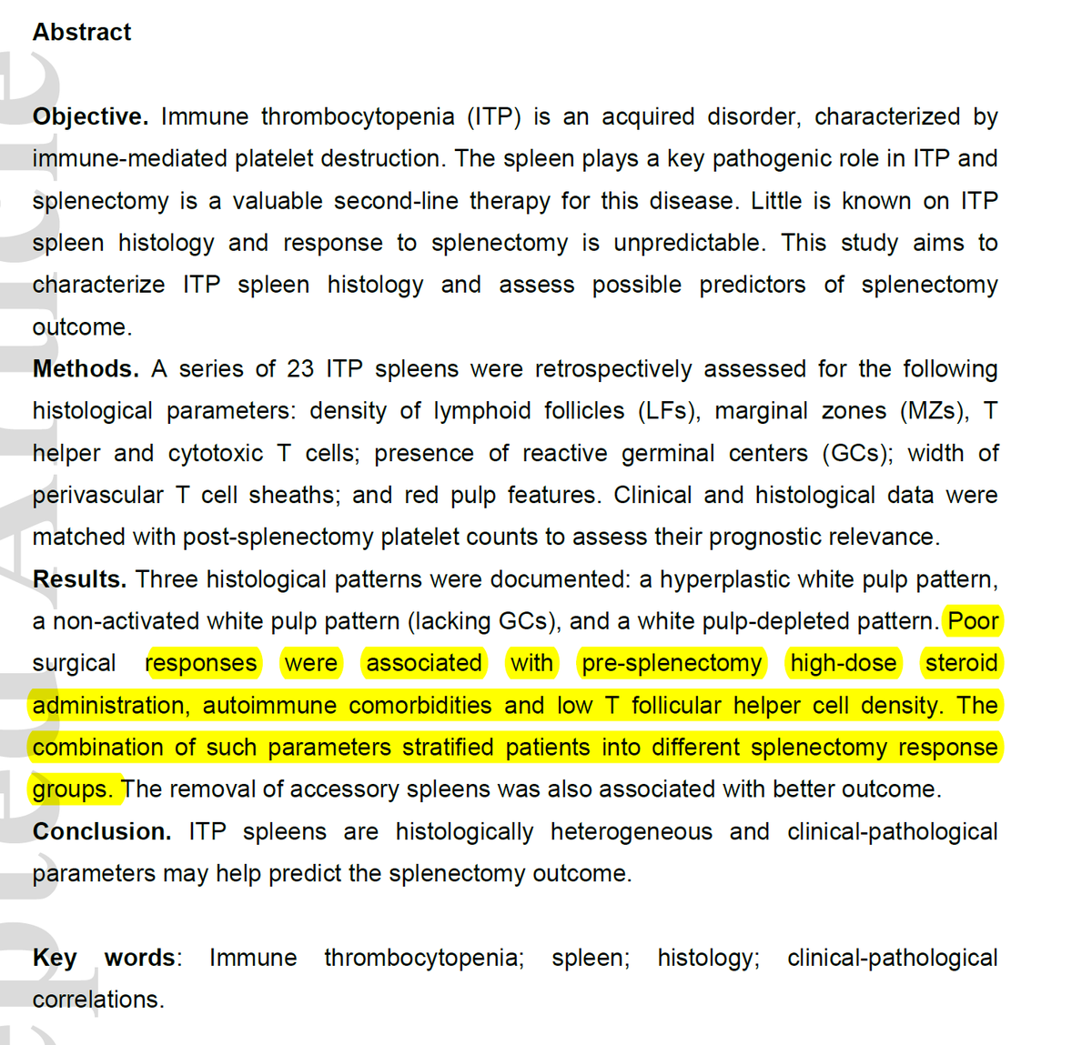 smbenlazar's tweet photo. The robust evidence for #TPOra in #itp
>>> Histology of the spleen in Immune Thrombocytopenia: clinical‐pathological characterization and prognostic implications https://t.co/I1aifpXEgh https://t.co/vehffXAn0y