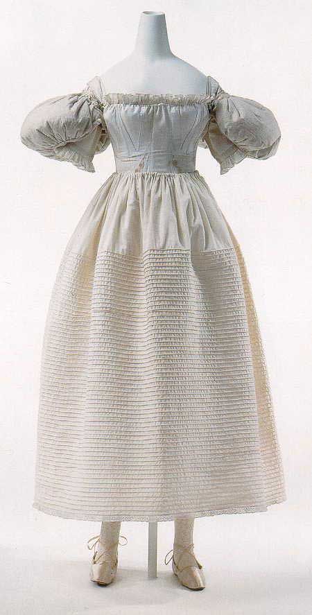 This fabric made its first appearance in fashion in the 1830s when it was used in women’s petticoats to support and shape the growing length and diameter of the early Victorian dress.