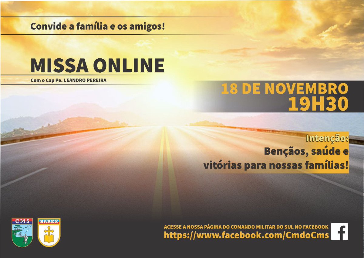 Missa de Bençãos, Saúde e Vitórias para nossas famílias! 🙏

Acompanhe a transmissão ao vivo no Facebook do CMS, às 19:30. 

Acesse: 👇 facebook.com/CmdoCms