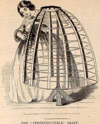 This crinoline, which was basically a metal petticoat or cage with hoops, was easier to wear than the layers of starched petticoats.