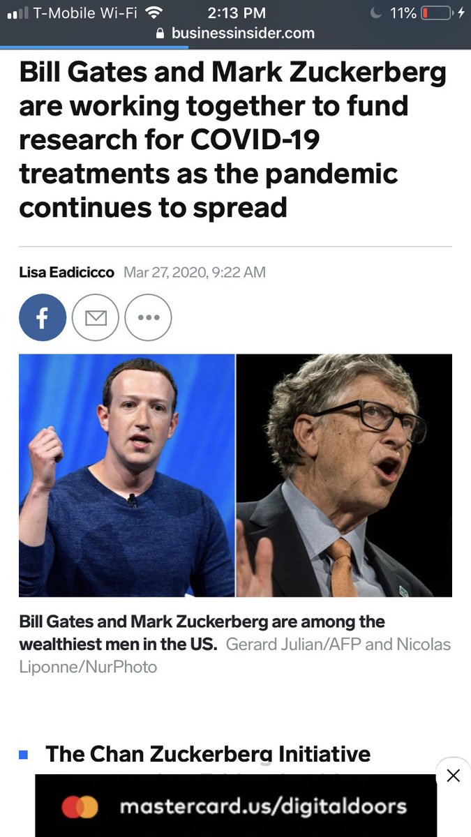 Who wouldn’t trust these guys to be the arbiters of truth? I mean, c’mon man!  https://www.businessinsider.com/bill-gates-mark-zuckerberg-find-covid-19-treatment-coronavirus-pandemic-2020-3