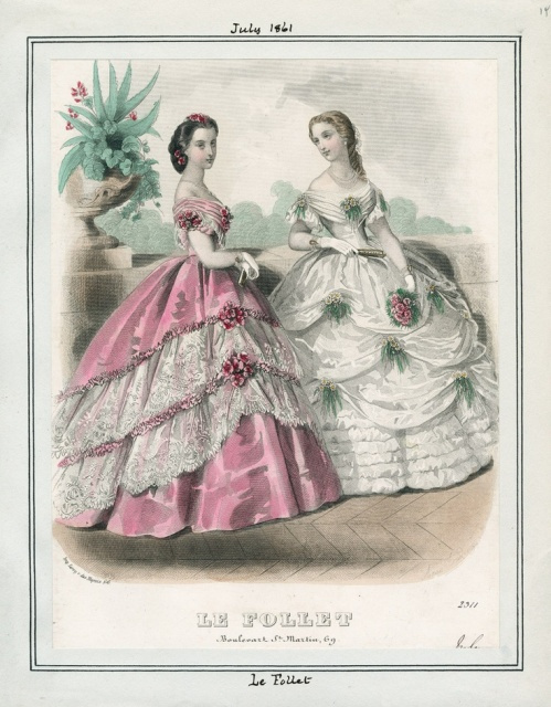 The crinoline needed to be rigid enough to support the skirts in their accustomed shape, but also flexible enough to be temporarily pressed out of shape and spring back afterwards.