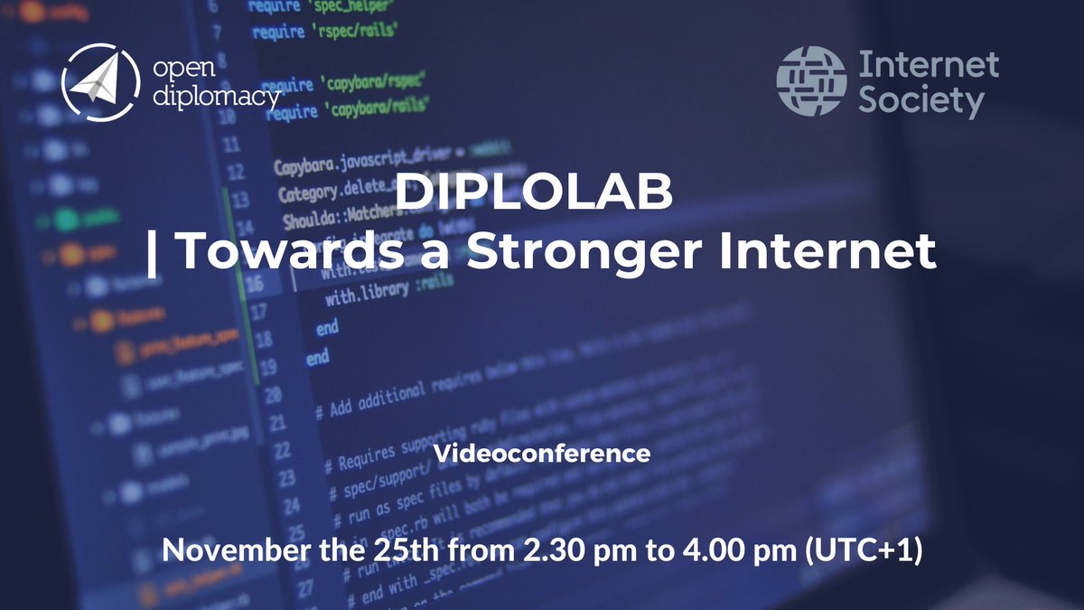 opendiplo's tweet photo. [#Diplolab] ⏰NOVEMBER 25th⏰ 
The internet itself has an architecture that dates back to the 1970s and assumes trust between users. A lack of adequate regulation and cooperation has impacted its equilibrium, which relies on openness and safety. 
Register👉https://t.co/UIlx7nmUyX https://t.co/wCzKmydVQB