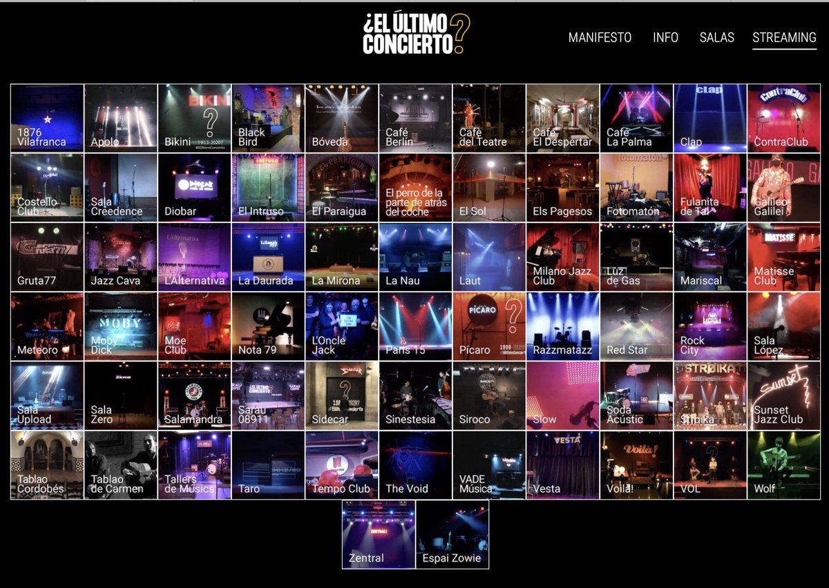 SunsetJazzClub's tweet photo. Dessolador silenci als escenaris de les 68 sales que han participat en #elultimoconcierto. 
Molt agraïts a l’equip de l’@AsaccConcerts per tanta bona feina i suport!
https://t.co/1swEiak74f https://t.co/sDyJnPyuBt