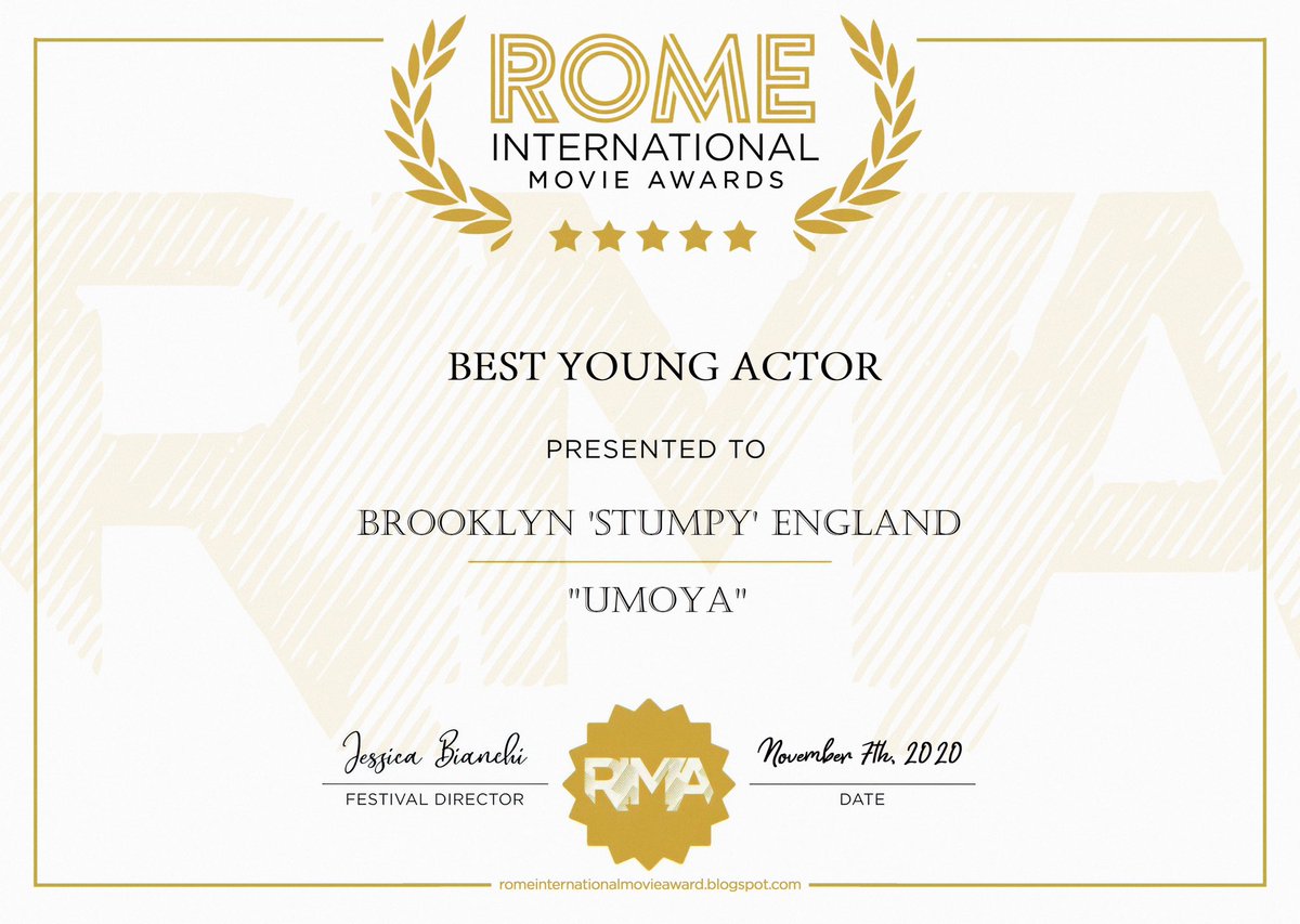 JSFilms3's tweet image. UMOYA WINS 6 AWARDS IN ROME ITALY!Team Sterling and UMOYA, continues their worldwide climb with 6 wins at the ROME INTERNATIONAL FILM AWARDS! Here are the awards...
4.) BEST YOUNG ACTRESS
5.) BEST YOUNG ACTOR
6.) BEST HAIR/MAKE UP
CONGRATULATIONS once again to Team Sterling!