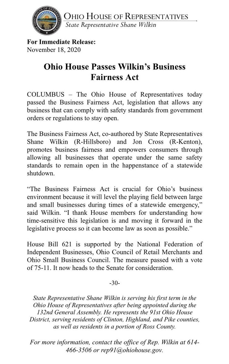State Senator Shane Wilkin tweet media