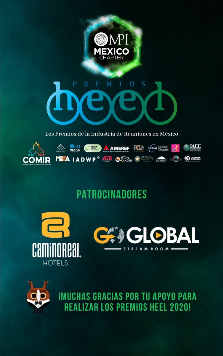 MPI_Mexico's tweet photo. AGRADECIMIENTO ESPECIAL | #PREMIOSHEEL2020 🏆
La realización del evento híbrido de los #PremiosHeel podrá llevarse a cabo con el apoyo de dos grandes #PartnersMPI:
@CaminoReal Polanco y @TheBeatMeetings con su set "Go Global". 👏

 #TodosSomosCOMIR @COMIR_ #CNIR @MPI #eventprofs https://t.co/zC5zyq5brz