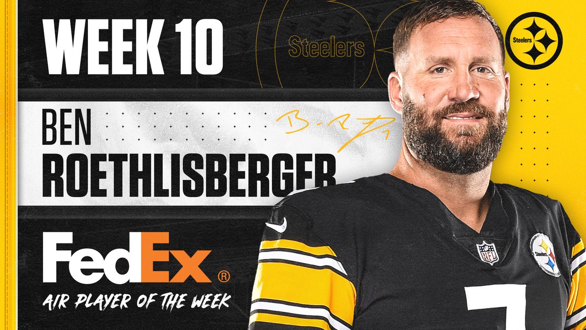 steelers's tweet photo. .@_BigBen7 has been voted the @FedEx @NFL Air Player of the Week for Week 10! https://t.co/YsFbNDNiLc