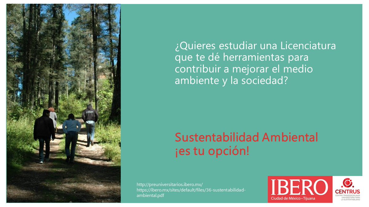 Estudia con nosotros y contribuye a que el planeta sea ambiental y socialmente más justo 🌳🌎👫
preuniversitarios.ibero.mx
<a href="/IBERO_mx/">IBERO CDMX</a>