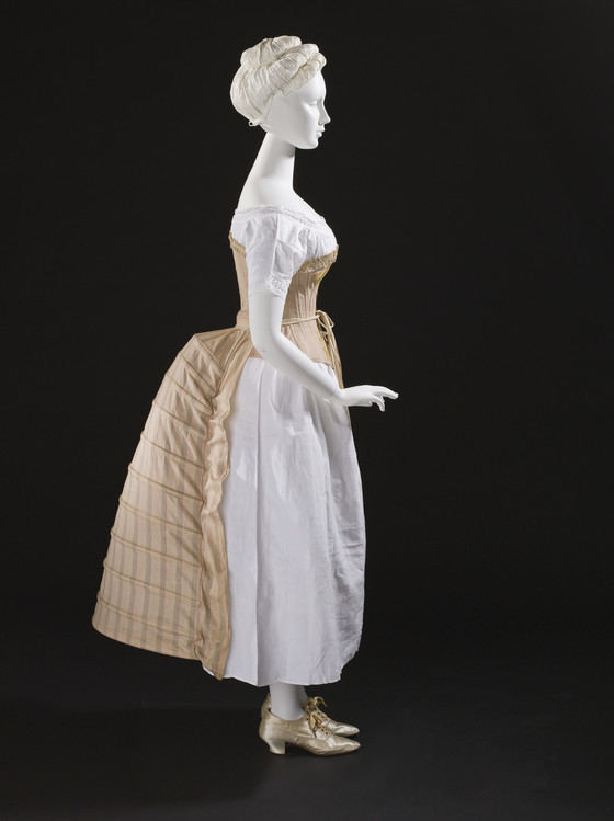 A bustle is a padded undergarment used to add fullness, or support the drapery at the back of women's dresses.
