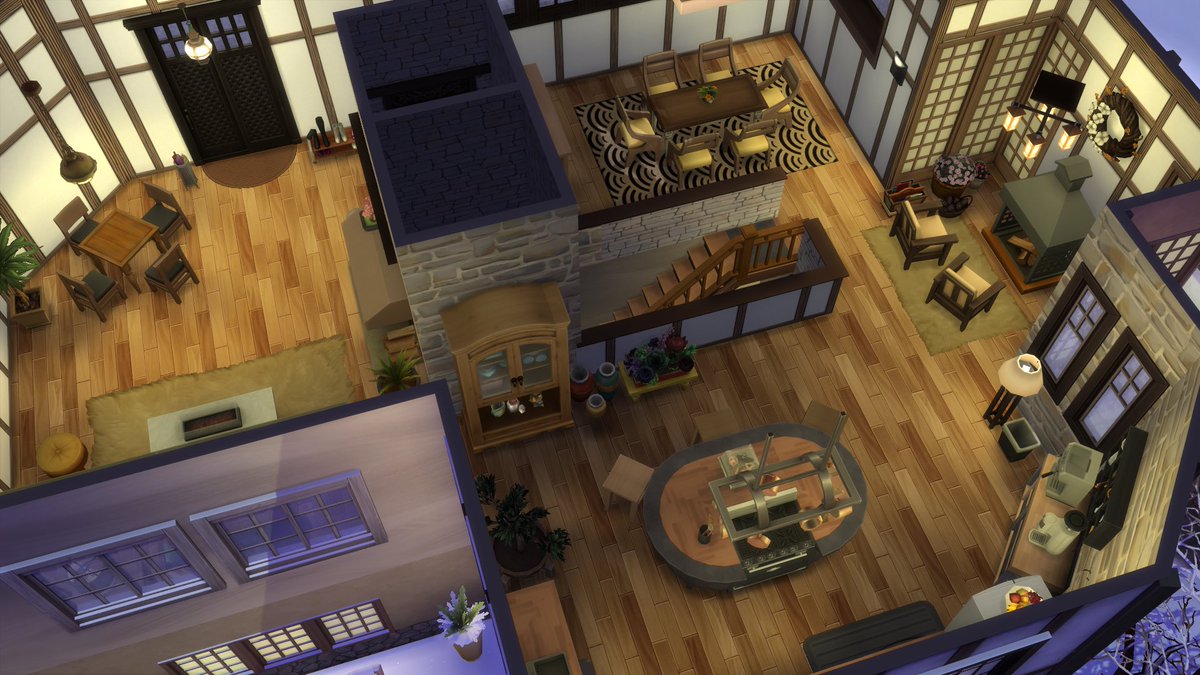 LilRedRidingSim's tweet photo. My modern cabin “Slice of Granite Falls” on the gallery transformed for Snowy Escape (reno only made available as sub benefit)- original by @SimsCreatorsCom challenge so long ago by @LilacLydiaDeetz, its aged well and was fun to add details from new packs! https://t.co/0gqoqQ2DLt