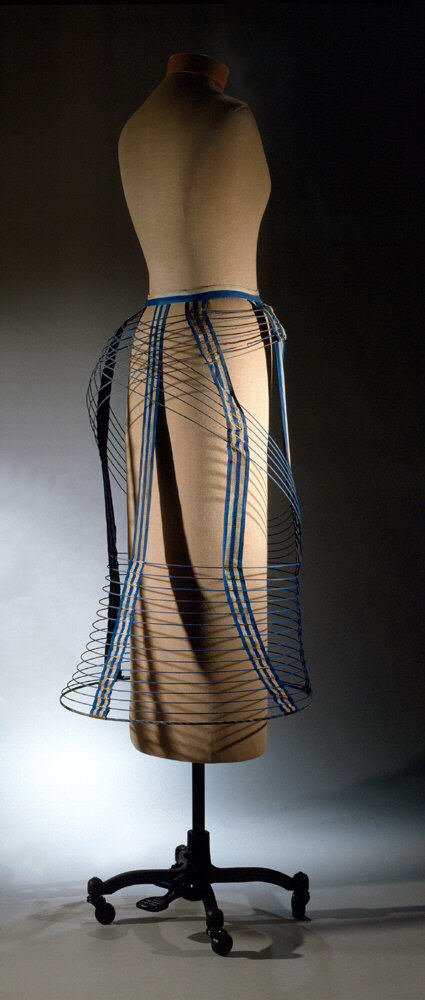 The bustle was worn in different shapes for most of the 1870s and 1880s. The various styles of bustles were made with wires, springs, mohair padding and fabric.