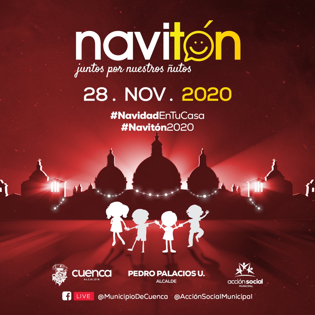 GuardiaCuenca's tweet photo. "Estás listo para disfrutar de una Navidad  llena de diversión, solidaridad y unión. 

Prepárate que este año viviremos la #NavidadEnTuCasa. ¡Nos conectamos todos el 28 de noviembre!

#Navitón2020 
#CuencaUnida" https://t.co/ieMcTwQrMY