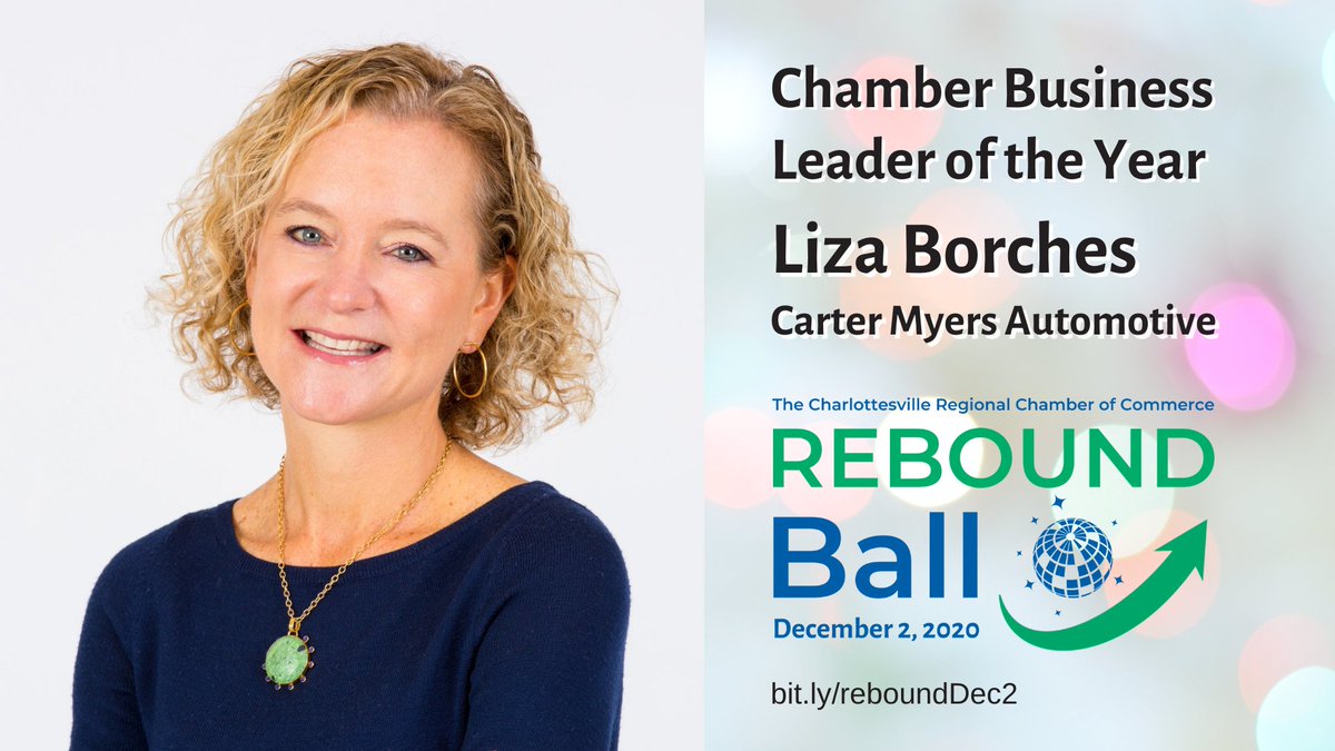 CvilleVAChamber's tweet photo. We are thrilled to announce that Liza Borches, President and CEO of Carter Myers Automotive, is the 2020 Chamber Business Leader of the Year! Read more at https://t.co/JRQDa6OClO. #businessleader #movelivesforward #chambermembers #celebratecville https://t.co/8MOlEENtmV