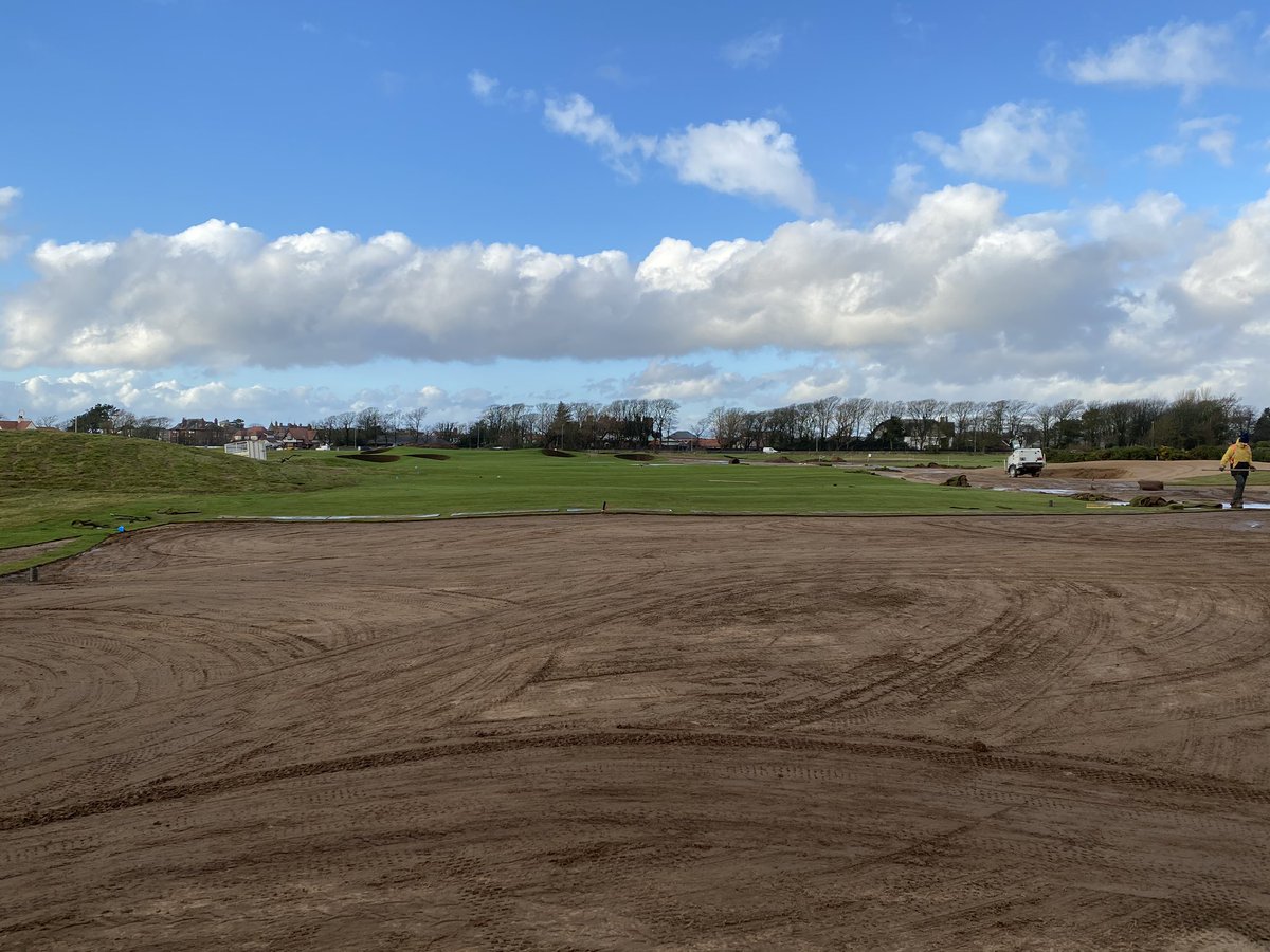 AdrianMortram's tweet photo. Great to be back @RoyalTroonGC. Weather has been a wee bit wild these last few days and weeks. Progress running smoothly though. Team effort @BillsBikeTrex @ReesinkTurfcare @golfarchitects @OcmisLtd @jpughlewisltd @GolfLinkEvolve @striturf https://t.co/tv1kop1k2c