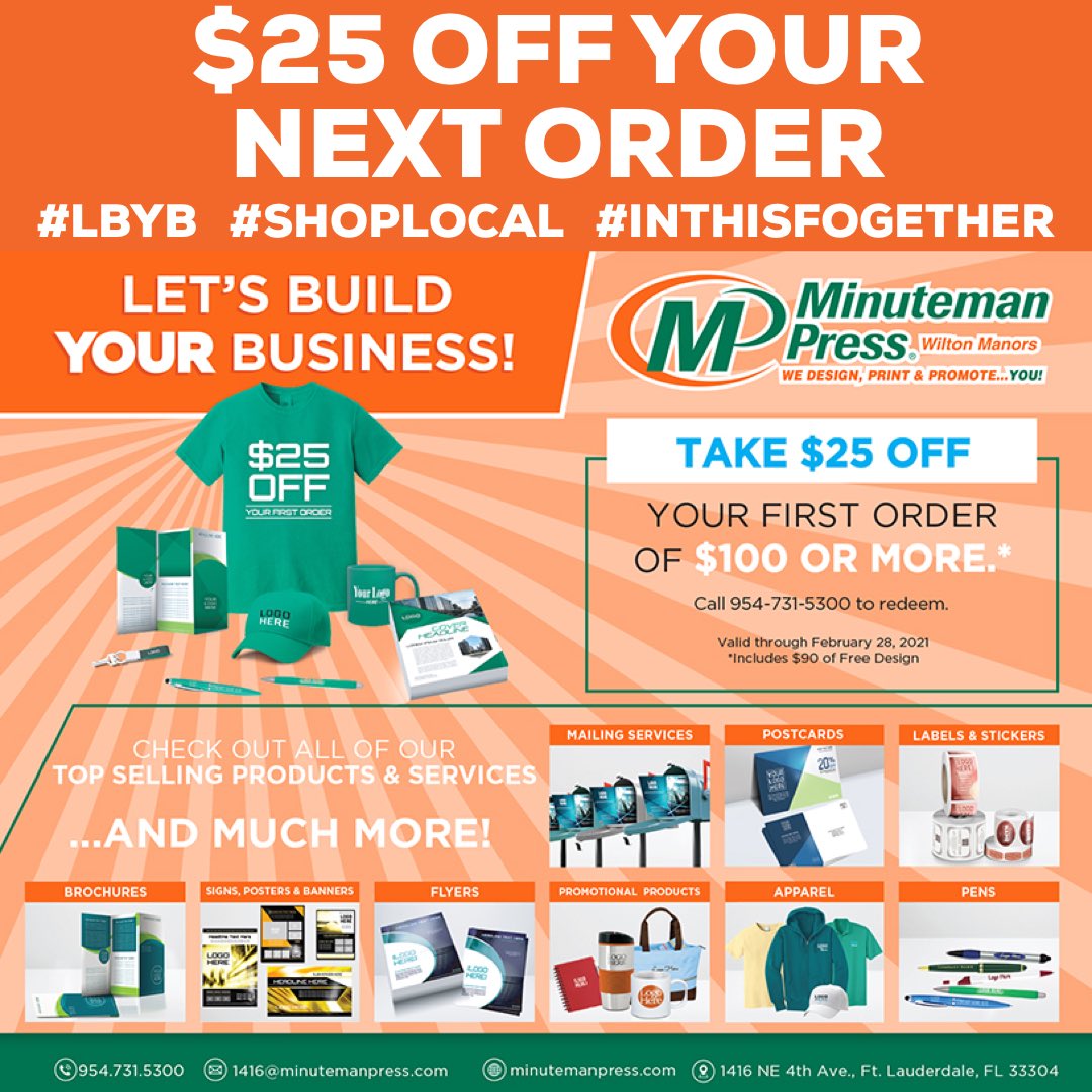 minutemanmaria's tweet photo. Use this offer to get started on your next print project. Even if you’re already a customer, we’ll still take $25 off. Just mention this post! #printingpromotion #smallbusinessfortlauderdale #shopsmallfortlauderdale #fortlauderdale #smallbusiness #smallbusinessowner https://t.co/GIx95lh2qZ