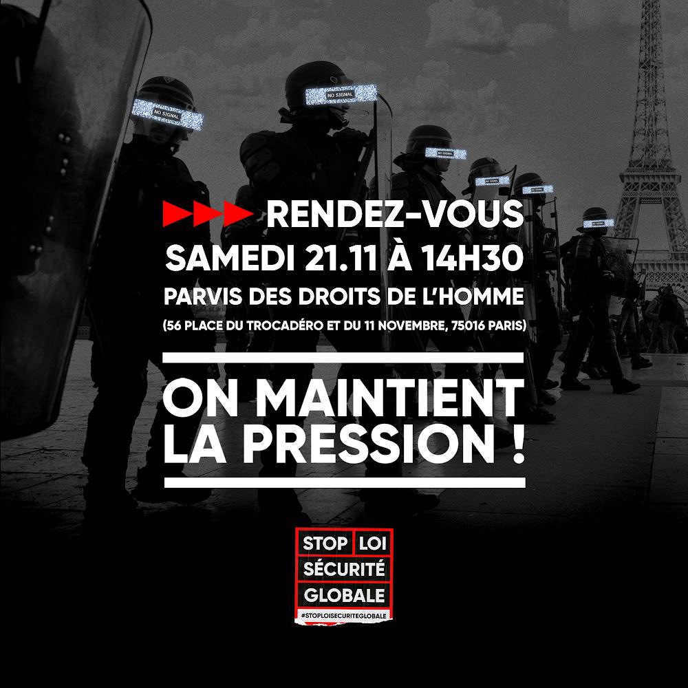 Conclusion provisoire de cette journée orbano-poutino-trumpienne au  #PaysDeLaLiberteDexpression, on ne plie pas, on amplifie la mobilisation pour dire  #StopLoiSecuriteGlobale