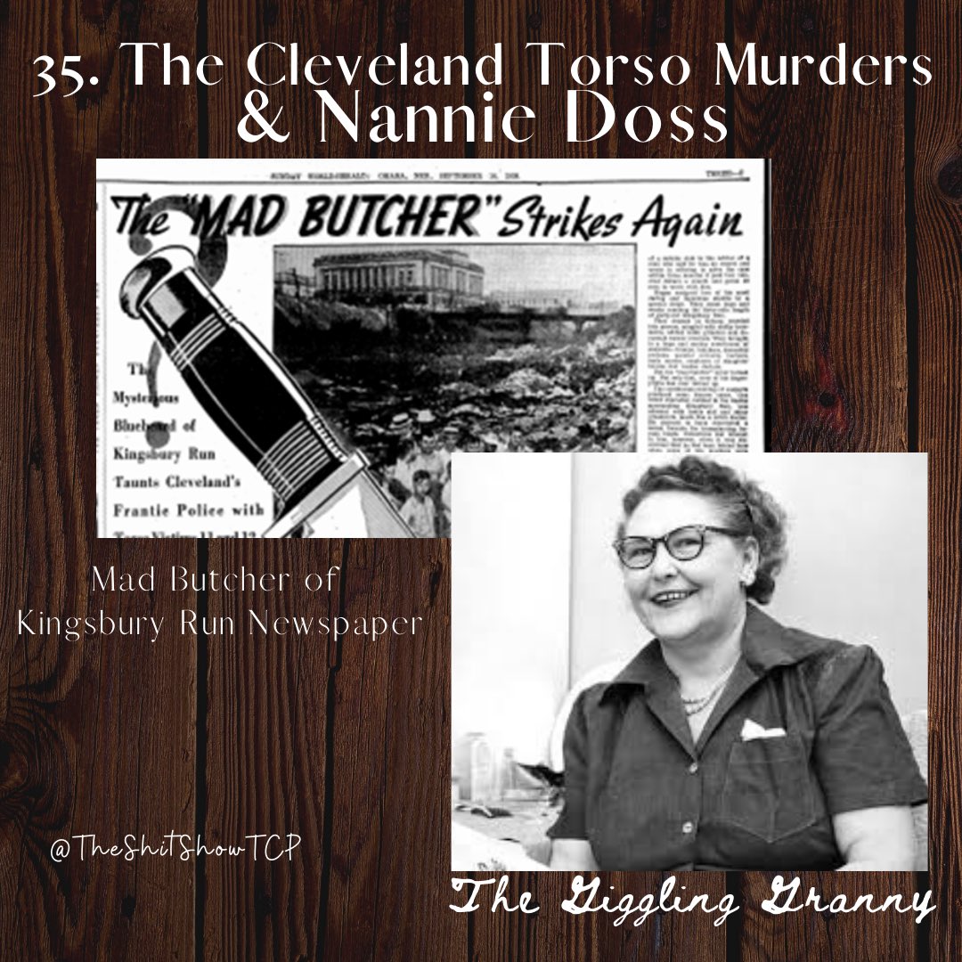 Talysa covers the mystery of The Mad Butcher of Kingsbury Run. Sarah tells us about Nannie Doss, The Giggling Granny. 

linktr.ee/shitshowtcp 

Promo: @anightmarepod

#shitshowtcp #oldtimey  #humansaregarbage #unsolved #kingsburyrun #torsomurders #gigglinggranny #Nanniedoss