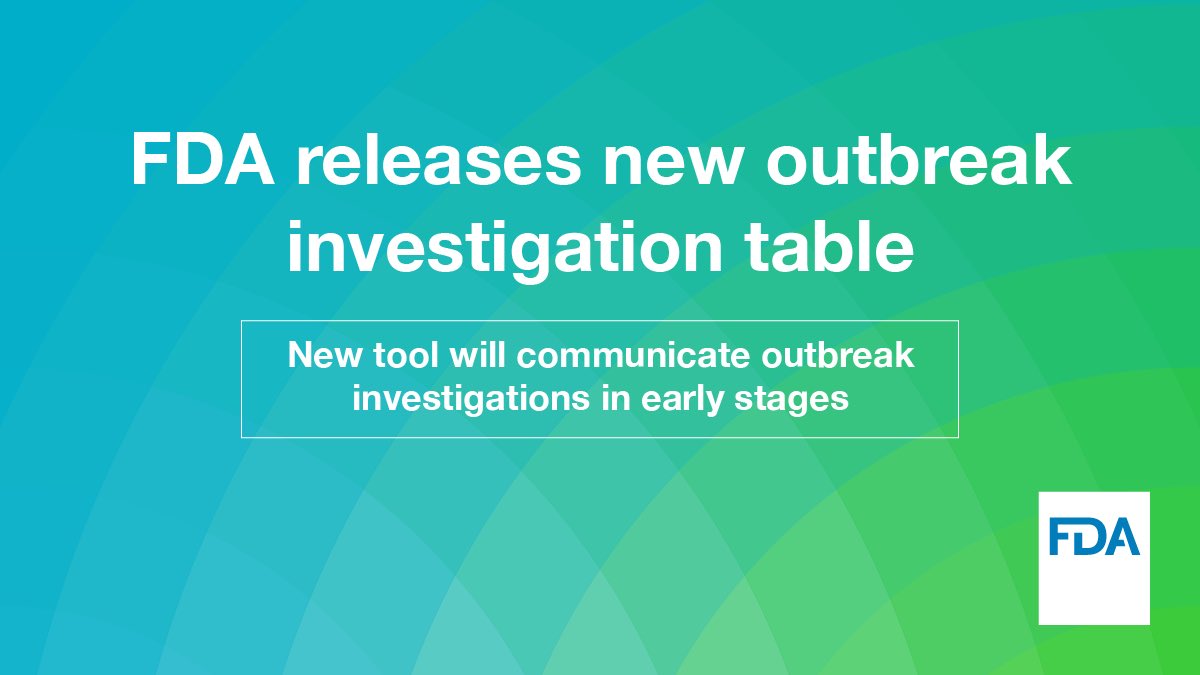FrankYiannasFDA's tweet photo. Today, we are releasing a new tool to communicate foodborne illness outbreak information frequently and as soon as the FDA begins an outbreak investigation – prior to a public health advisory or recall of a certain food product being issued. https://t.co/C98vW9BQwR https://t.co/29Q4A7Snj3