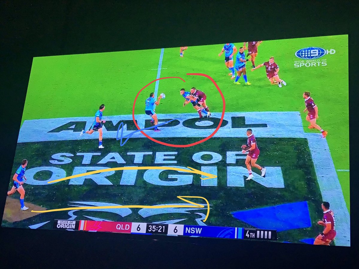 Gutherson again has created a 3 v 2 overlap but once again Cleary turns it back inside. Crazy is not strong enough language