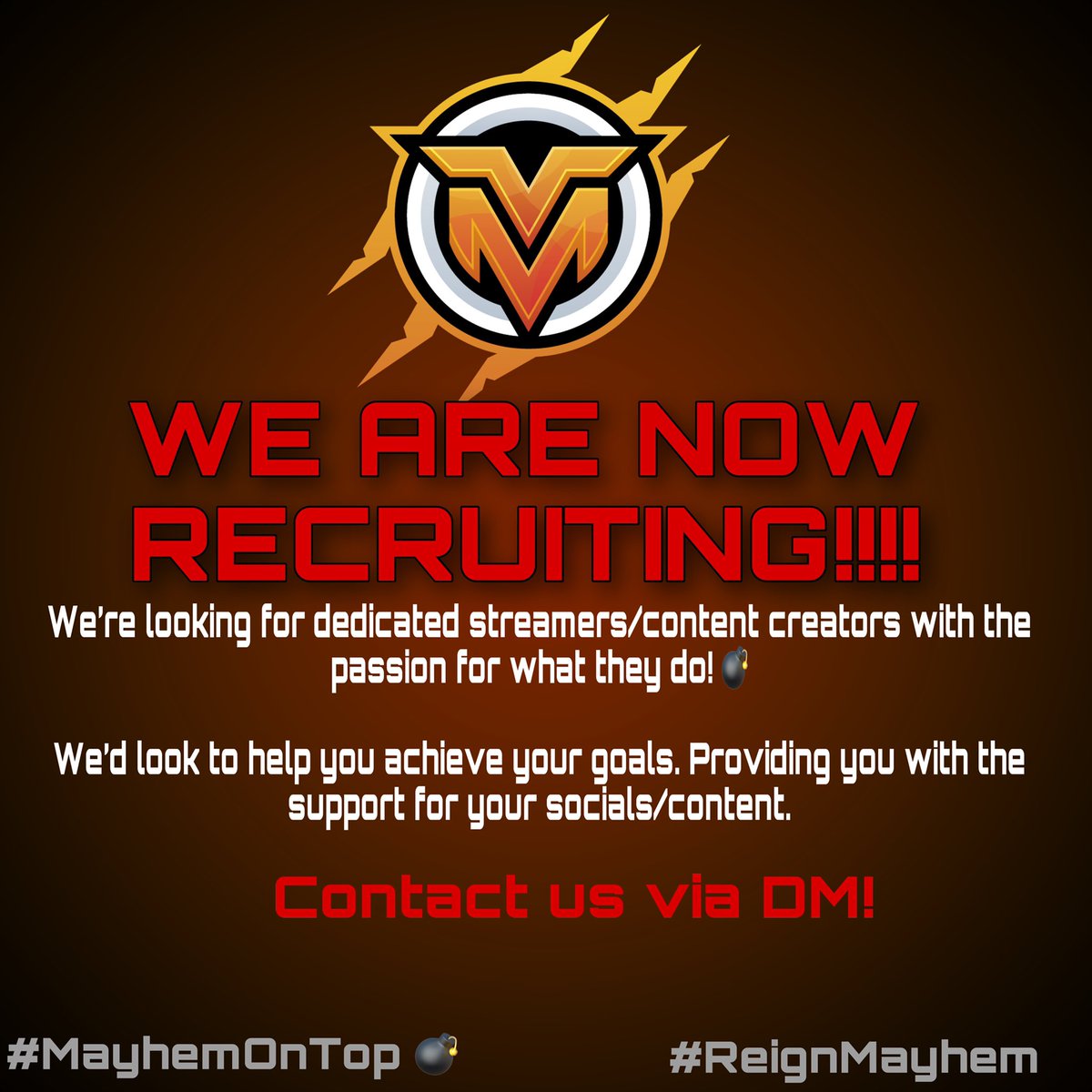 TMMayhem's tweet image. NOW RECRUTING❗️❗️❗️ #cod #callofduty #cocw #freeagent #compcod #esports #gamer #streamer #twitch #youtube #warzone #ColdWar #ReignMayhem