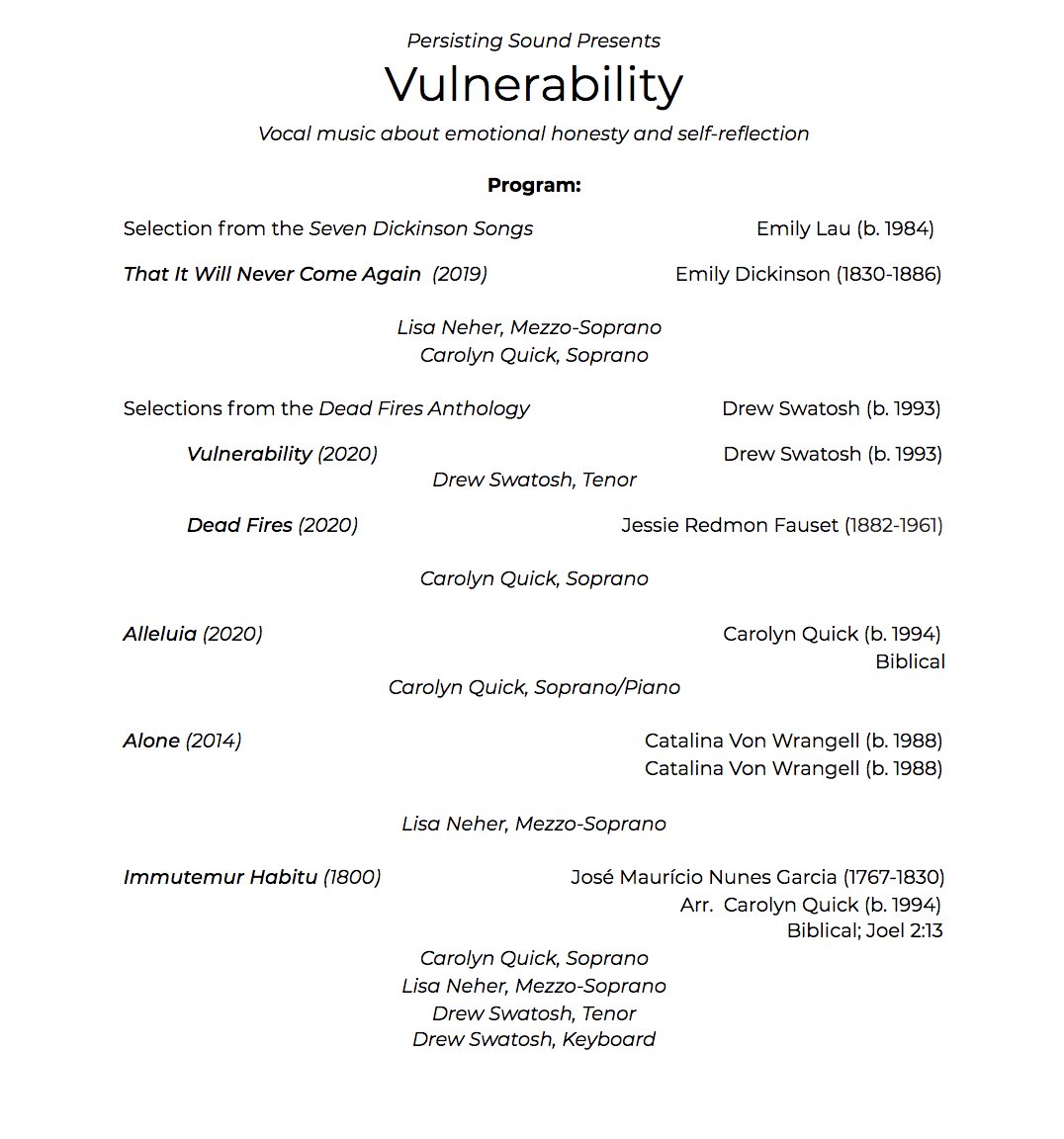 PersistingSound's tweet image. Want to see what we'll be singing Saturday? Check it out! Click the link for even more info on the music #PSVulnerability #PersistingSound @LisaNeher @auralcomposting @carolynaquick  docs.google.com/document/d/1s0…