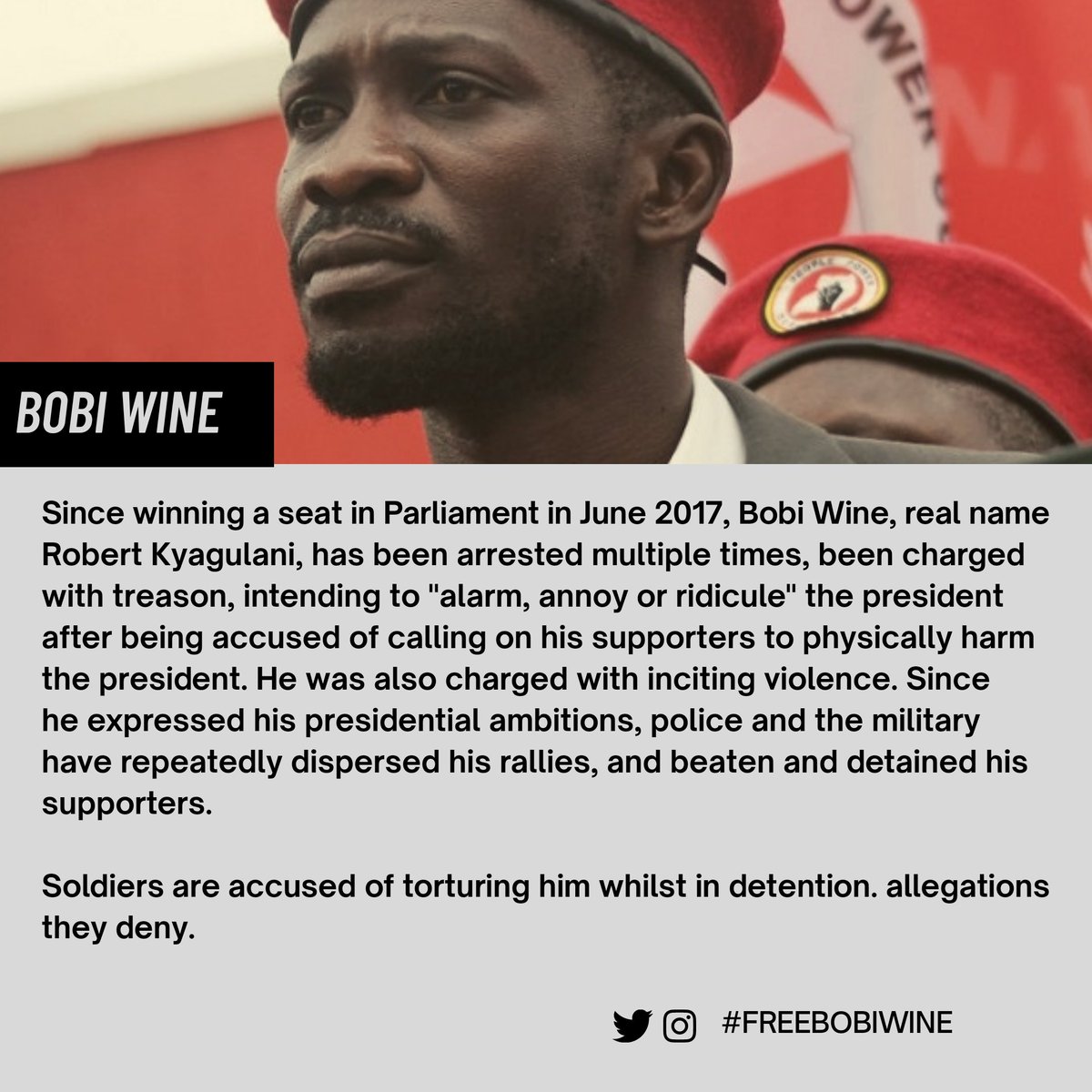 N0THERETOBENICE's tweet photo. On Wednesday 18 November Ugandan Police arrested Presidential candidate @HEBobiwine sparking unrest across the country. See images for a summary. The international community should not ignore this any longer! #FreeBobiWine #UGDecides2021 #StopPoliceBrutalityinUganda https://t.co/HwmJFIJr51