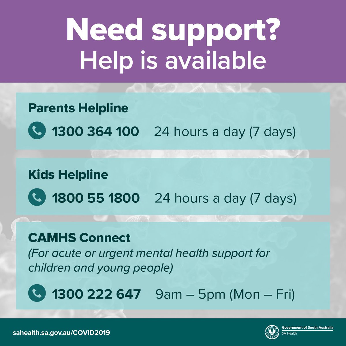 SAHealth's tweet photo. It’s normal to feel worried during times of uncertainty. 

If you need talk to someone about how you are feeling,  reach out to our network of specialist services who are here to help. 

Visit our COVID-19 Mental Health support web portal for more info:
https://t.co/B8mhj4WlgX https://t.co/IuoSVqK9Cu