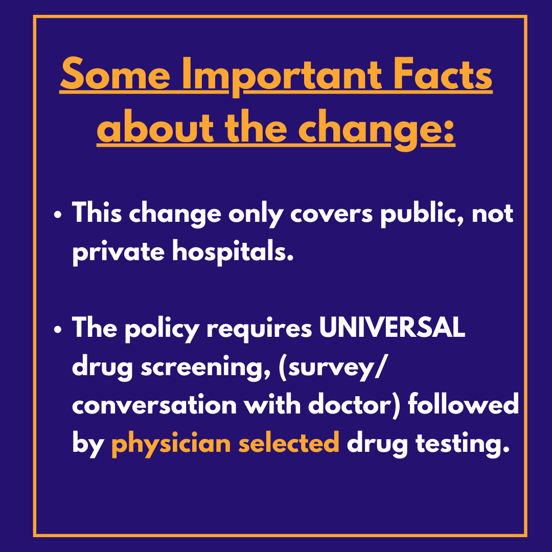 NYC Health & Hospital Corporation released a policy requiring informed consent before testing pregnant people. However, the policy still allows testing of newborns without parental consent, an equally harmful practice that undermines trust in their providers.  #SupportDontReport