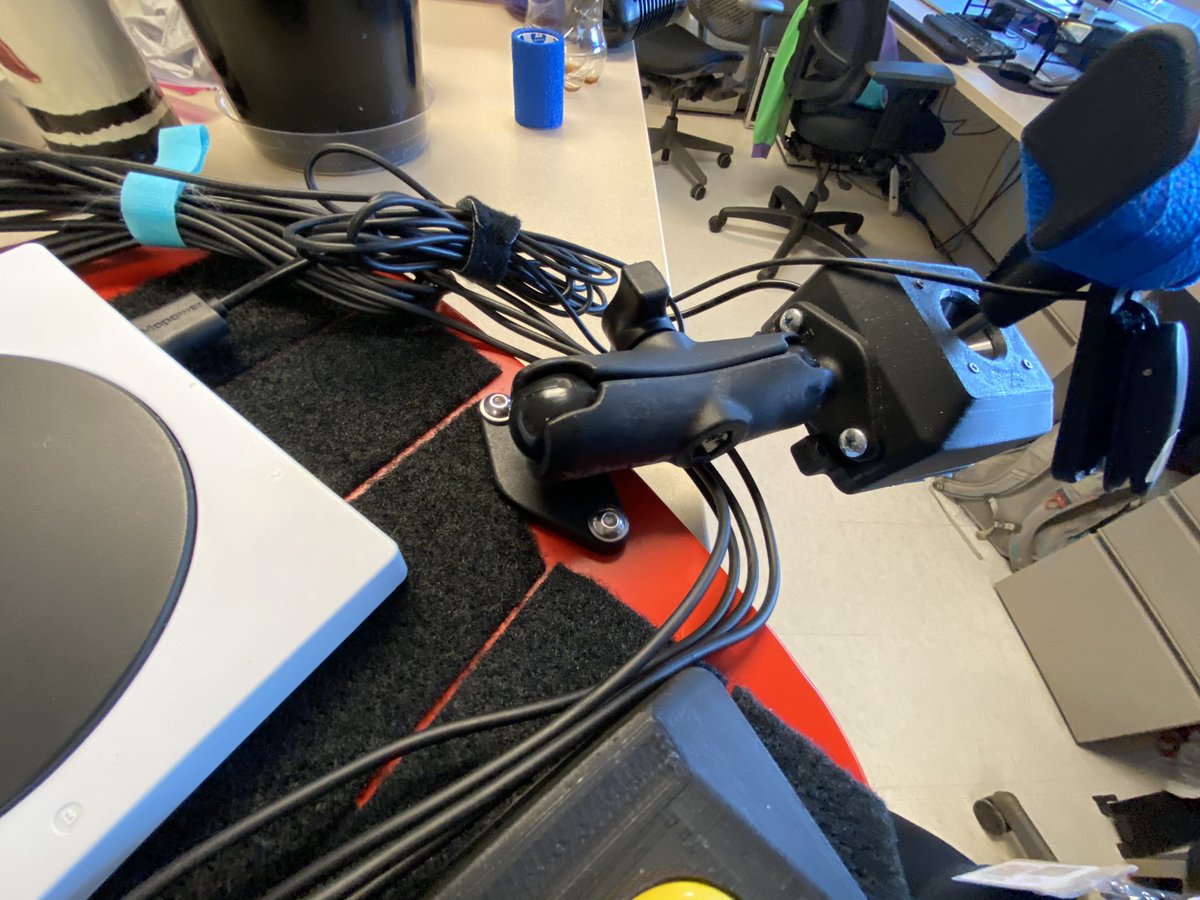Lap tray setup using the #XboxAdaptiveController as well as joysticks and switches from <a href="/WFEngaged/">Warfighter Engaged</a>. Base of the tray has a cushion on it and was $28. #A11Y #SoEveryoneCanGame #XAC #xbox #AdaptiveGaming