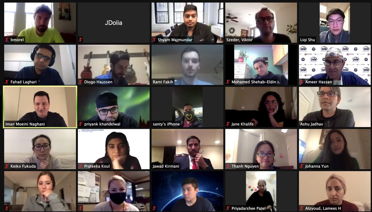 YoungNIR's tweet photo. HUGE Turnout for trainee reception! Go @svinsociety . Check out the @zoom_us meeting link in the #SVIN2020 Lounge. @Maj_ShyamMD @DiogoHaussen @AmeerEHassan @dockhandelwal @AshuPJadhav @KeikoFukudaMD @KoulMD @NeuroIntervener @dyavagal https://t.co/UstnfMwNlY