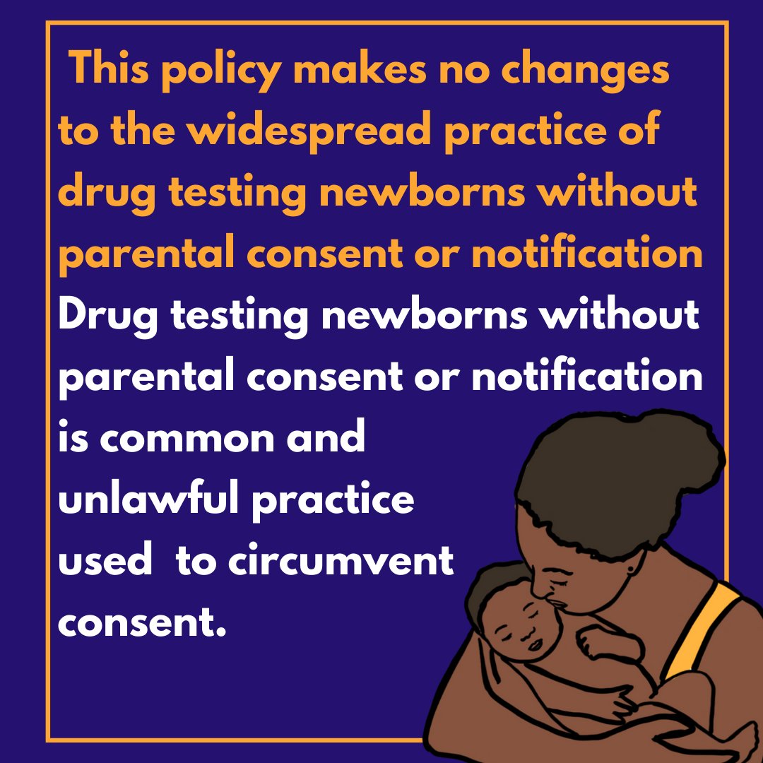 NYC Health & Hospital Corporation released a policy requiring informed consent before testing pregnant people. However, the policy still allows testing of newborns without parental consent, an equally harmful practice that undermines trust in their providers.  #SupportDontReport