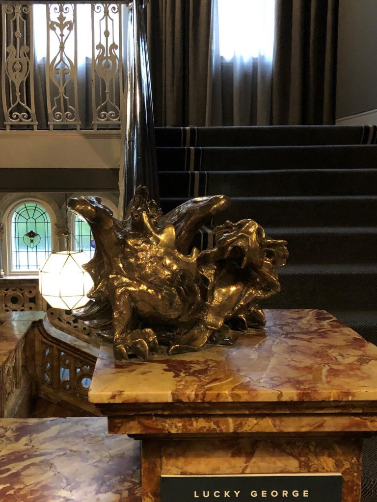 Also in Hotel Russell is this little bronze dragon (apparently called 'Lucky George' Why?) on the staircase who, again, apparently had a twin on RMS Titanic. Can anyone find a picture on the Titanic? We cannot...