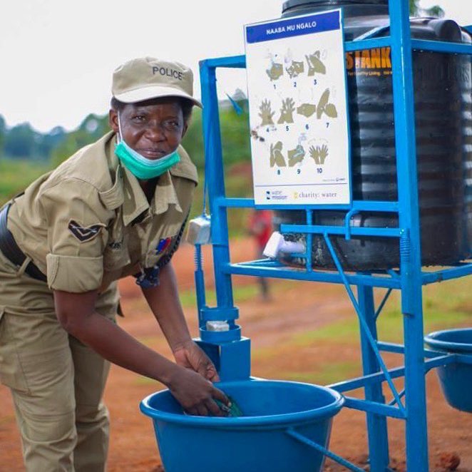 charitywater's tweet photo. COVID-19 Relief Fund Update: Our local partner @water_mission Uganda recently shared these photos of handwashing stations they’ve implemented. The water is controlled by foot pedals, so they’re contact-free. And you helped fund them! Thank you for supporting this essential work. https://t.co/BadubTzkbv