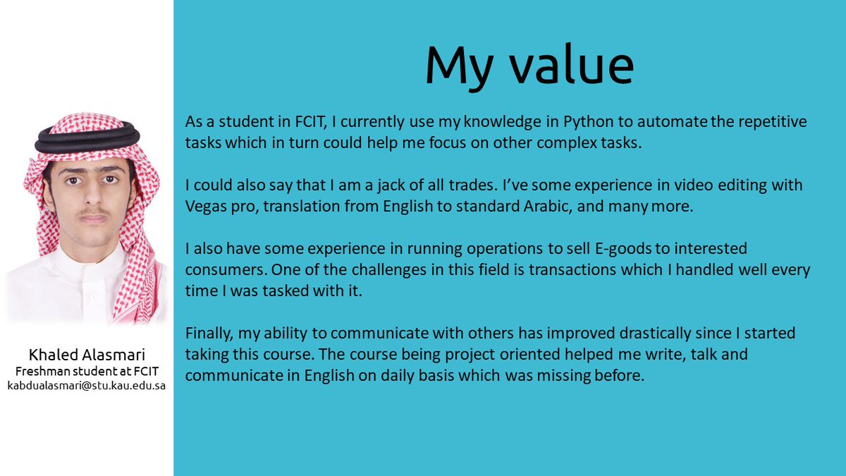 KhaledMAlasmari's tweet photo. #CPIT221_Value https://t.co/gq23oFglDl