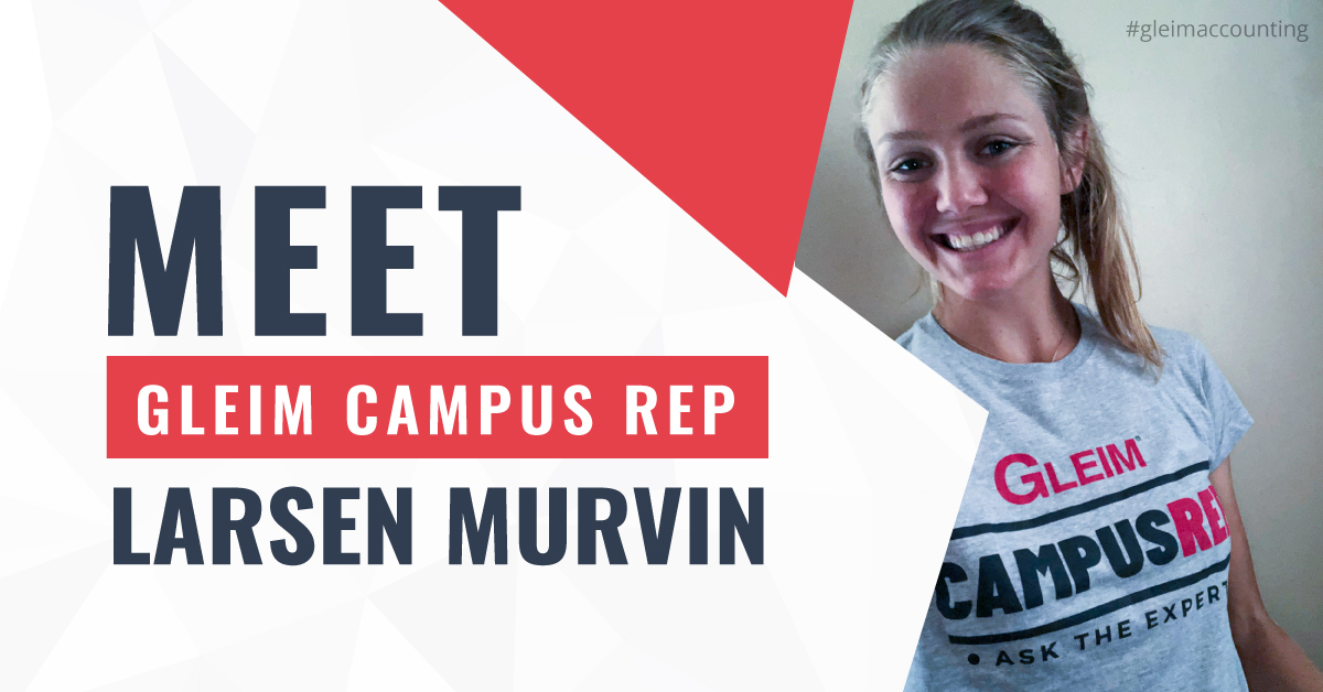 GleimAccounting's tweet photo. Meet #GleimCampusRep and #WCW feature Larsen Murvin from @youngstownstate! We wish her good luck on the CPA exam! Hear her experience with the program and how it helped her build valuable networking and presentation skills. Watch the full video https://t.co/oLz0guYc1n #FutureCPA https://t.co/MusGMEzQCn