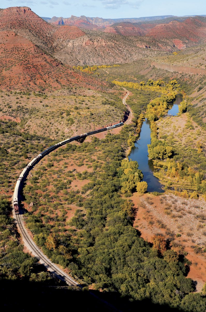 VerdeCanyonRail's tweet photo. #FallColorTours are still going strong along the river and the rails.  A rare vantage point for autumn foliage is aboard a train rolling through the scenic Arizona wilderness at Verde Canyon Railroad. https://t.co/OZlcxDmlTv https://t.co/RCfAg54LW5