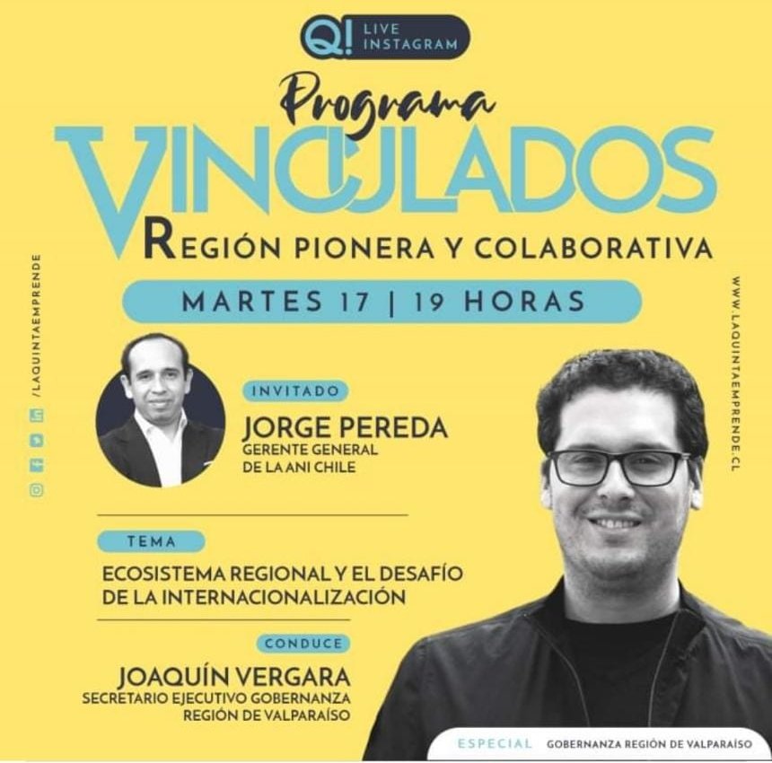 ANI Chile (@anichile_) on Twitter photo Les dejamos el link de la entrevista del programa #Vinculados de <a href="/QuintaEmprende/">La Quinta Emprende</a> , en donde participó Jorge Pereda, Gerente de <a href="/ANIChile_/">ANI Chile</a> de <a href="/uvalpochile/">Universidad de Valparaíso</a> y conversó sobre el Ecosistema regional y el desafío de la internacionalización.
instagram.com/tv/CHtbGFdH3lt… Les dejamos el link de la entrevista del programa #Vinculados de <a href="/QuintaEmprende/">La Quinta Emprende</a> , en donde participó Jorge Pereda, Gerente de <a href="/ANIChile_/">ANI Chile</a> de <a href="/uvalpochile/">Universidad de Valparaíso</a> y conversó sobre el Ecosistema regional y el desafío de la internacionalización.
instagram.com/tv/CHtbGFdH3lt…