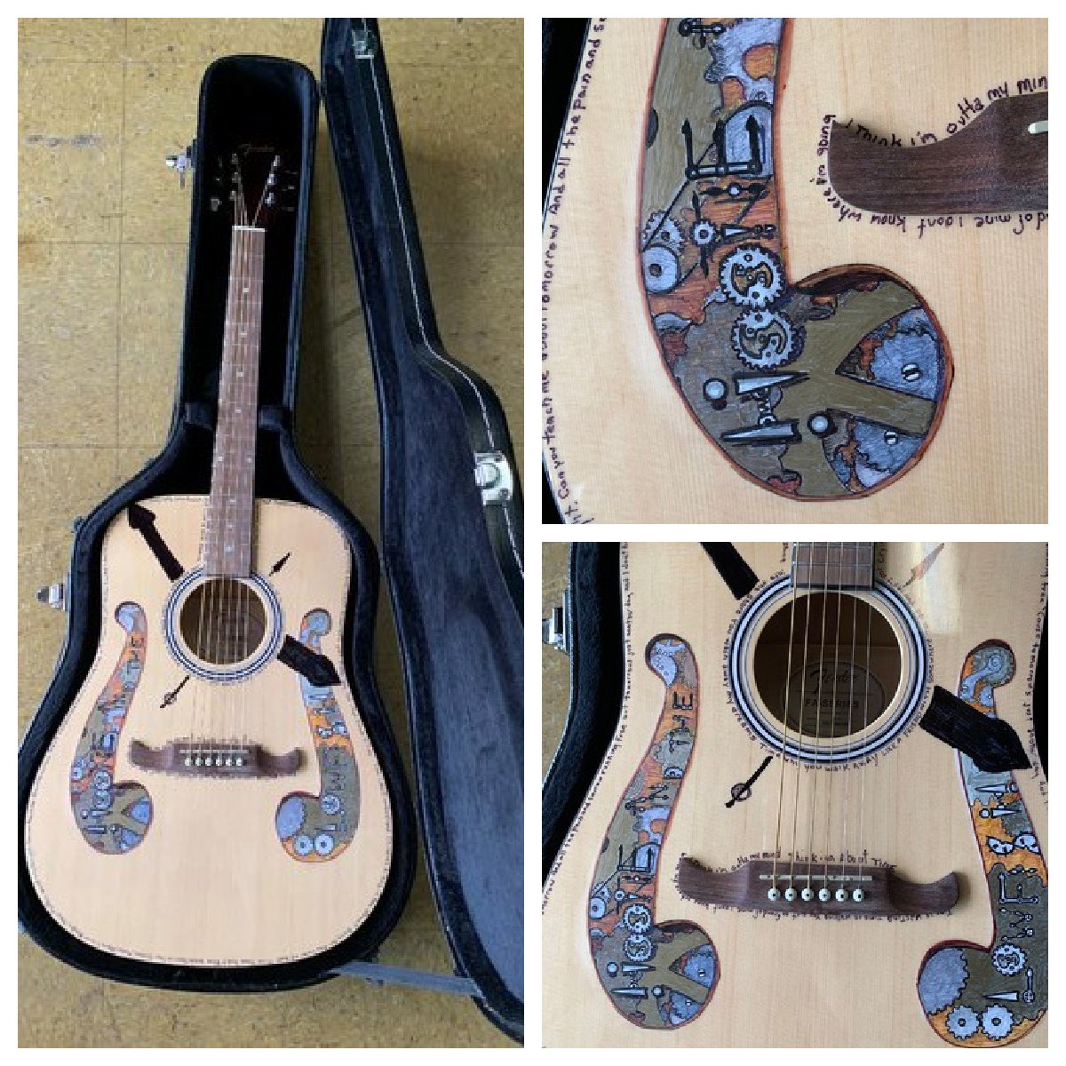 MonAfterMasters's tweet photo. Another fantastic #MAM Auction item! A "Time" guitar signed by @HootieTweets with original artwork by Hootie Percussionist Gary Greene. Guitar will be personalized for winner. 
Bid on it NOW!
https://t.co/6R3CNtPH0M
#MAM2020 #OutPlay2020 https://t.co/KIWqHhXFjM