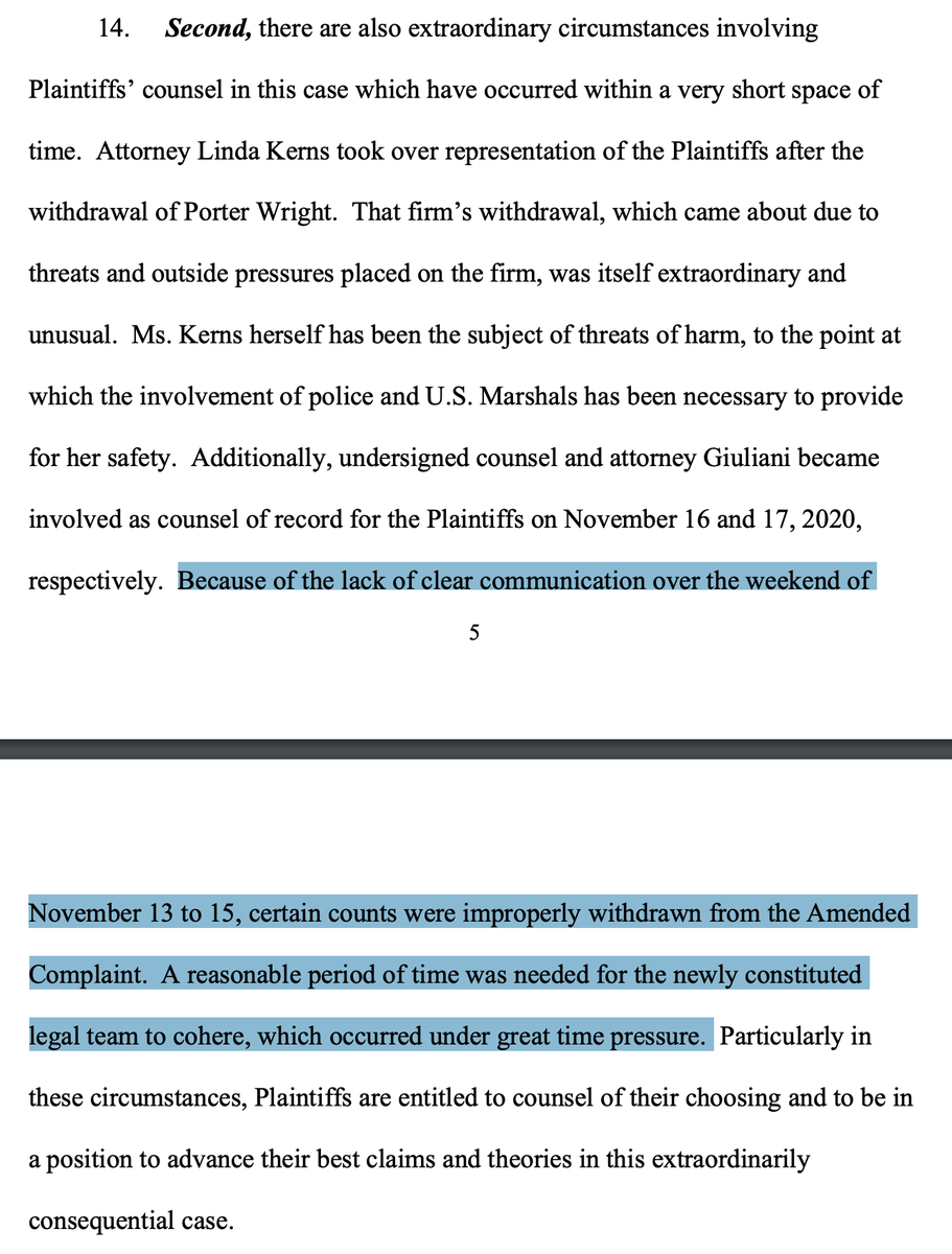In their motion for leave to amend, the Trump campaign says that it was a "lack of clear communication over the weekend" that caused them to delete several counts and a request for relief from their original complaint and refile.  https://www.courtlistener.com/recap/gov.uscourts.pamd.127057/gov.uscourts.pamd.127057.172.0_1.pdf