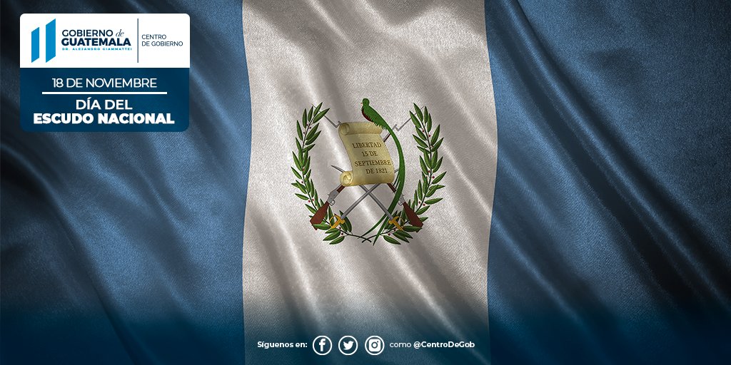 El decreto número 33 del 18 de noviembre de 1871 establece las características del escudo nacional de Guatemala:

• Dos rifles Remington.
• Dos espadas desenvainadas de oro cruzadas.
• Ramas de laurel.
• Un pergamino.
• Un quetzal.

#DíaDelEscudoNacional