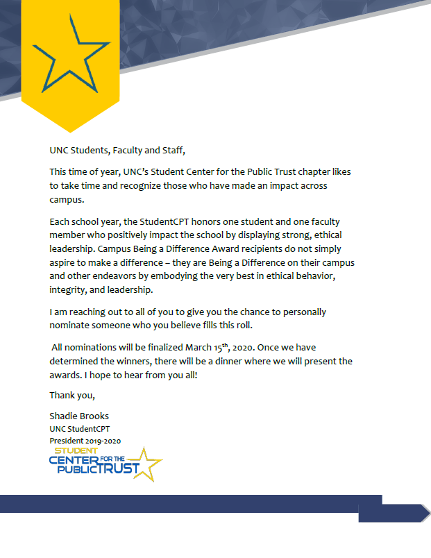 UStudentcpt's tweet photo. Congratulations to our Campus Being a Difference 2019-2020 award winners! Katie Garcia, BA Marketing, and Dr. Sharon Clinebell, Management Professor, University of Northern Colorado! #studentcpt @NASBA @UNC_Colorado #campusbeingadifference #ethics #awards https://t.co/tTNZeiIvqf