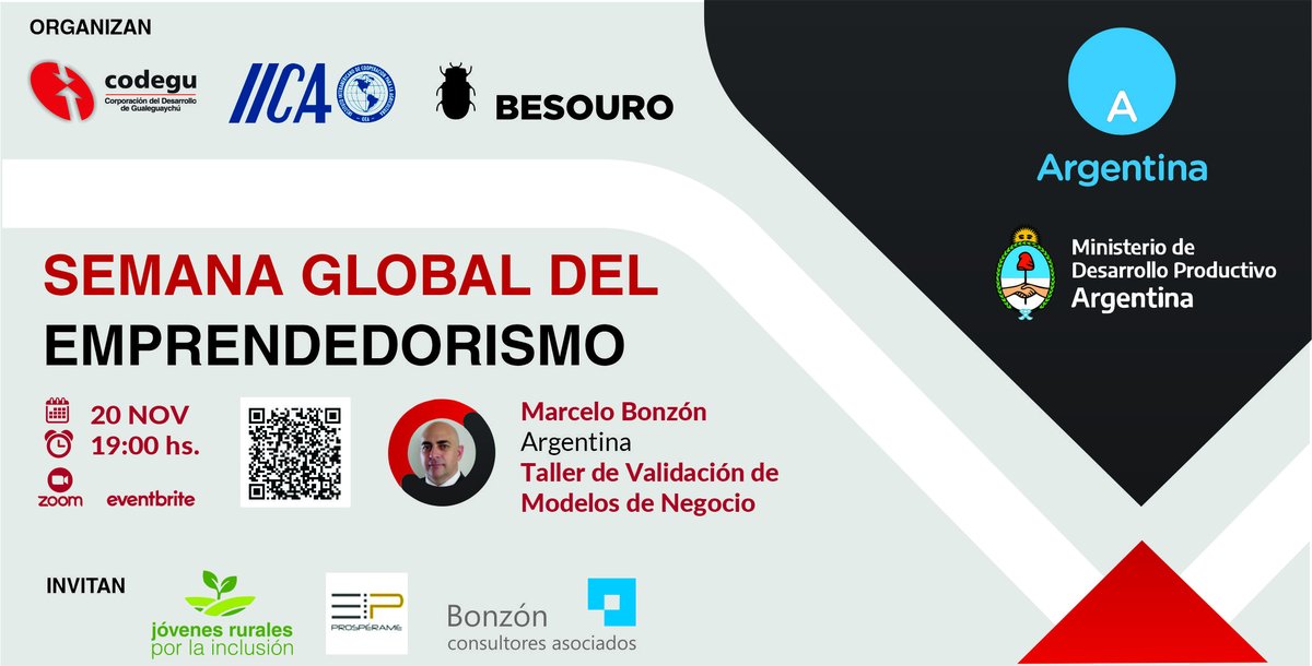 mbonzon's tweet photo. En el marco de la Semana Global del #Emprendedorismo que se desarrolla en más de 170 países, este viernes 20 NOV a las 19:00 hs. (GMT-3: Argentina) estaré dictando el #webinar #Validación de #ModelosdeNegocio.

Inscribite a través de #evenbrite en https://t.co/LCFSrWBEyQ! https://t.co/AAAoeB7sLf