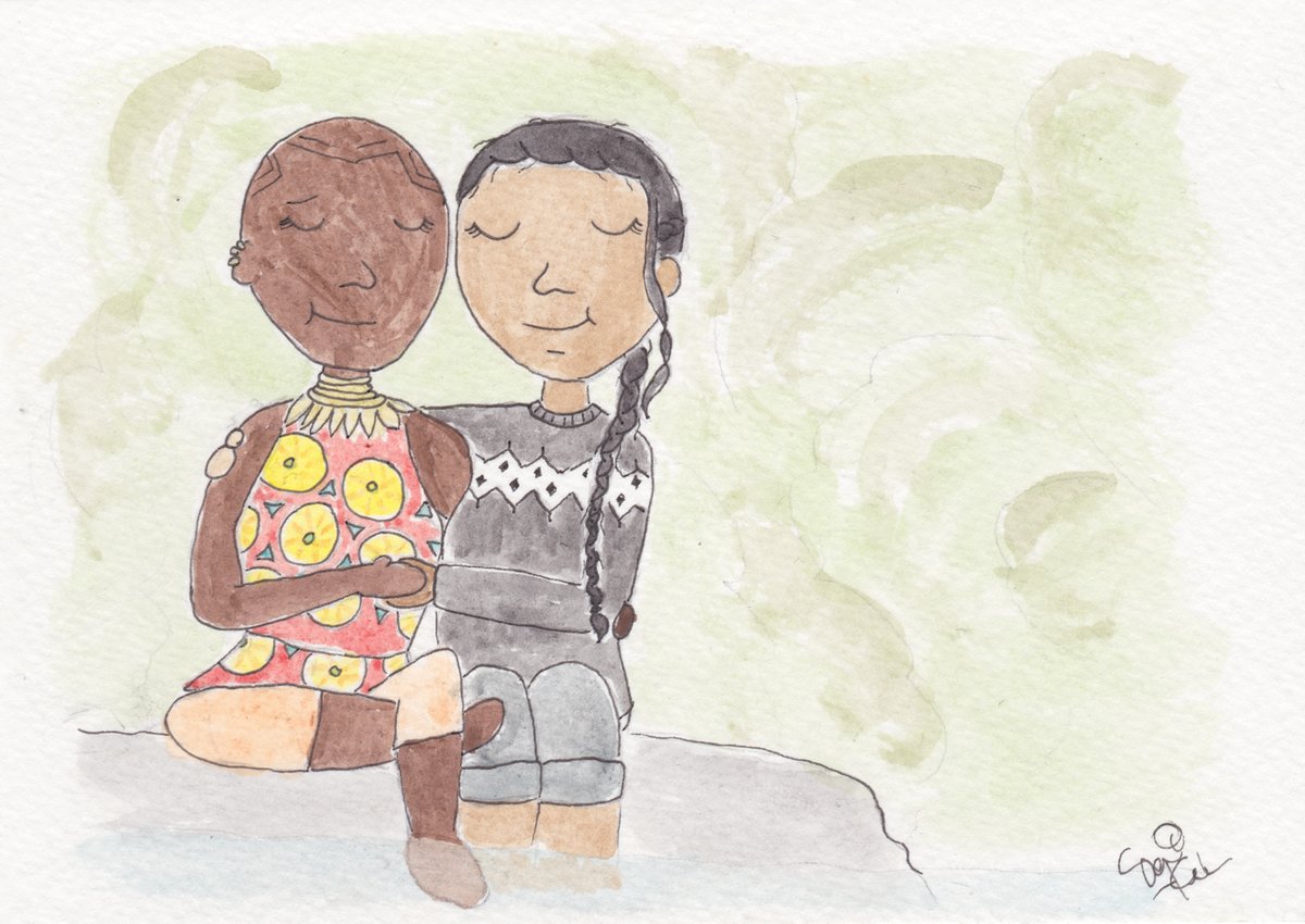 samikelsh's tweet photo. a few months ago, i put forth my humble illustration skills for the @MarvelFans4BLM auction, and to my delight, @velocering1 requested some soft times with okoye and brunhilde! https://t.co/6IdUD2GDH9