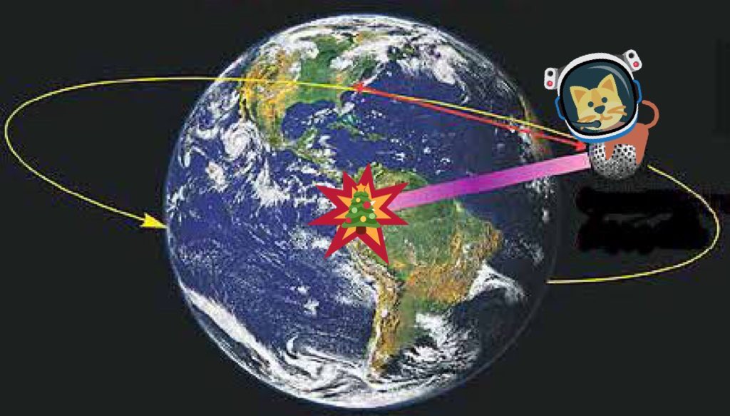 Even cats in space, high above the Earth in a permanent orbit, hate Christmas. ———  #CatsHateChristmas