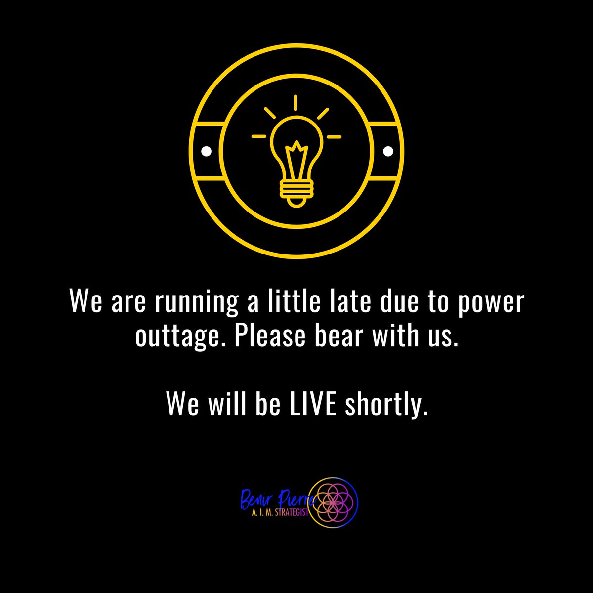 benirpierre's tweet photo. We are running a little late due to power outtage. Please bear with us.

We will be LIVE shortly. - Benir Pierre and Team https://t.co/EYmWX3pmRy