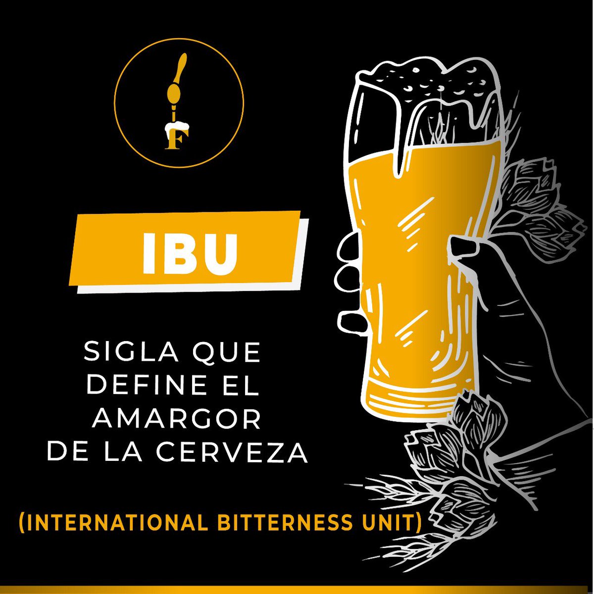 IBU (International Bitterness Unit)🍻
Si un litro contiene un mg de iso-alfa ácidos, entonces tiene 1 IBU.😋
Una lager puede tener unos 10 IBU's, mientras que una India Pale Ale puede rondar los 60.3​ IBU's. 😉
#Pasionporlacervezaartesanal #FiebredeMalta #beerlover
