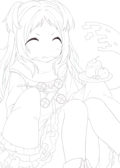 #皆さん線画と塗った後を見せてください
目がなくなる 