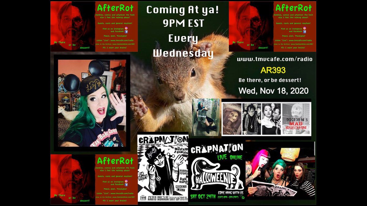 Boiling out of the corners, of Darkness, tonight’s guest on After Rot is Lizz de Savoye, aka Lizzdom.  Come and play with the squirrels, as we talk about stuff and other stuff.

9PM ET, be there, or be dessert!

tmvcafe.com/radio